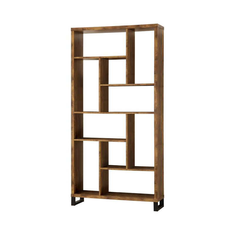 Delwin 10-shelf Bookcase Antique Nutmeg - Sims Furniture