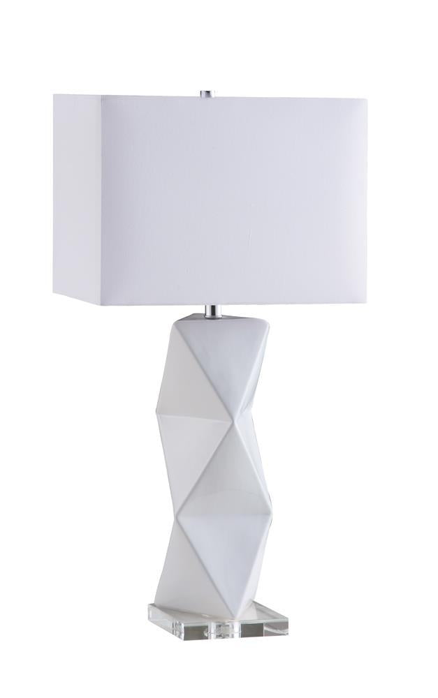 Camie Geometric Ceramic Base Table Lamp White - Sims Furniture
