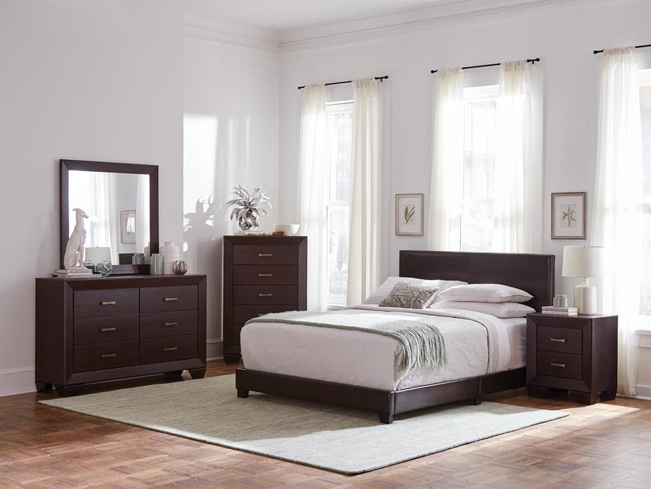 Dorian Brown Faux Leather Upholstered California King Bed