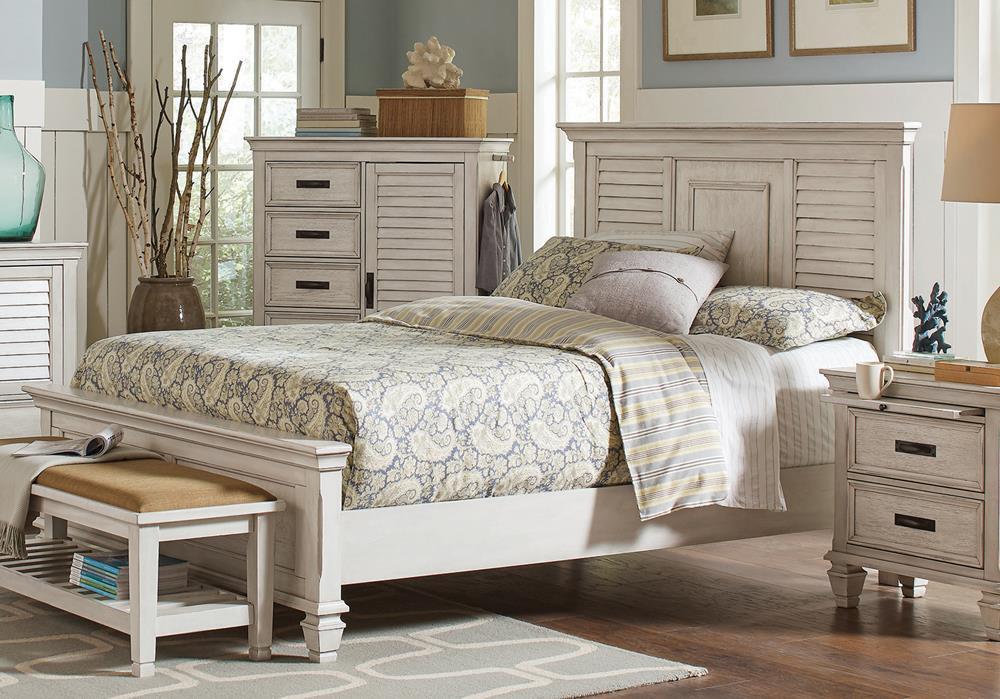 Franco Queen Panel Bed Antique White