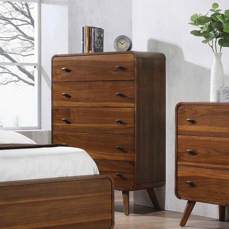 Robyn 5-drawer Chest Dark Walnut - Sims Furniture