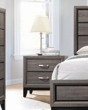 Watson 2-drawer Nightstand Grey Oak and Black - Sims Furniture