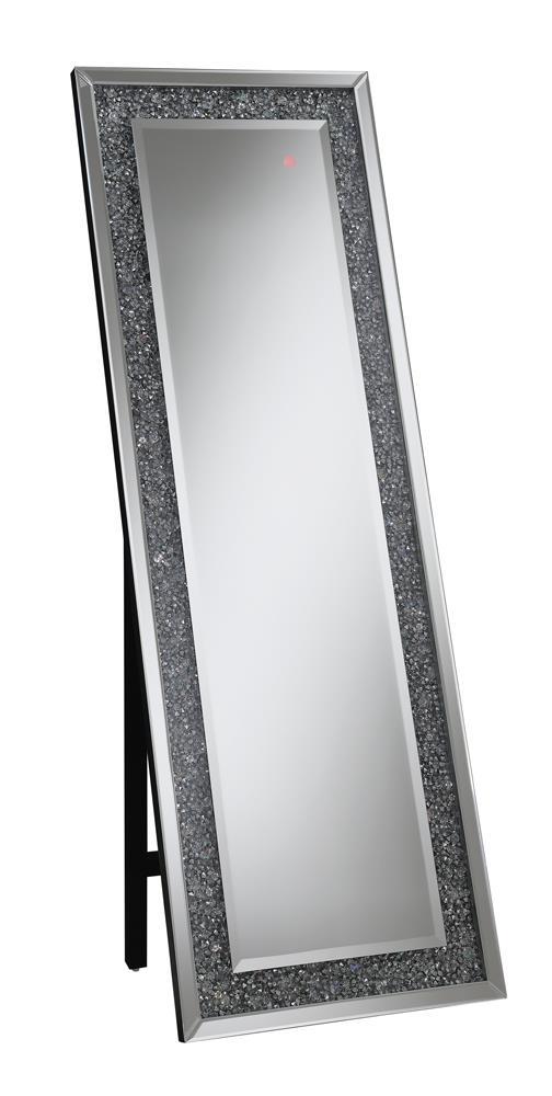 Carisi Rectangular Standing Mirror with LED Lighting Silver - Sims Furniture