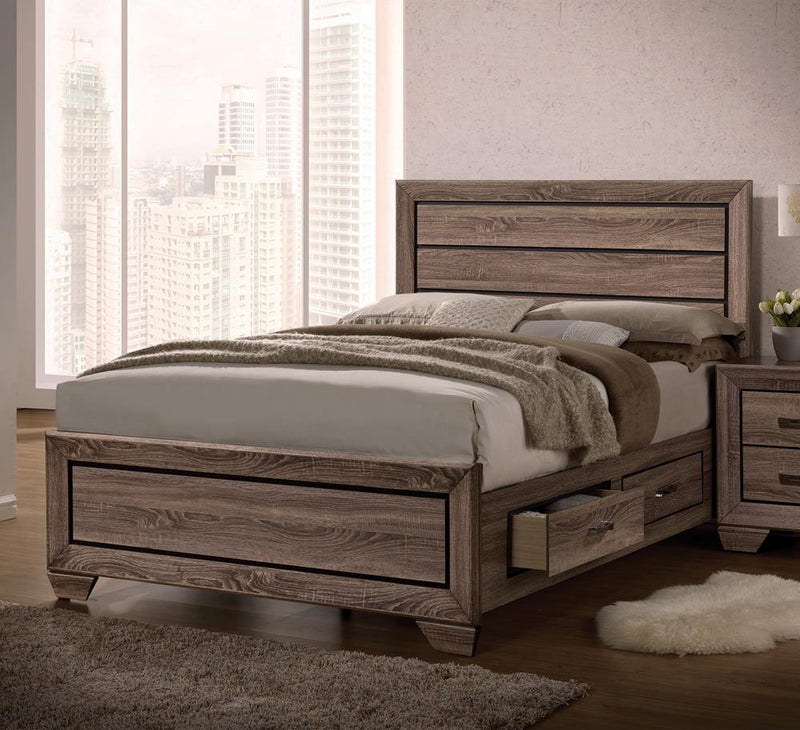 Kauffman California King, E.king, & Queen Panel Bed Washed Taupe - Sims Furniture