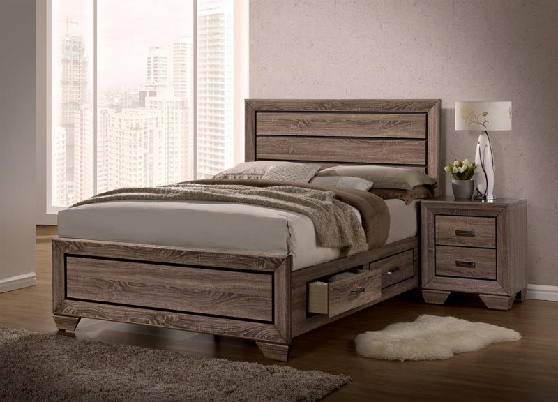 Kauffman California King, E.king, & Queen Panel Bed Washed Taupe - Sims Furniture