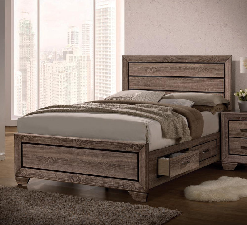 Kauffman California King, E.king, & Queen Panel Bed Washed Taupe - Sims Furniture