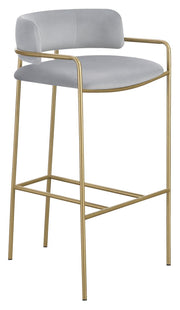 Comstock Upholstered Low Back Stool Grey and Gold - Sims Furniture