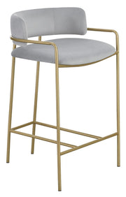 Comstock Upholstered Low Back Stool Grey and Gold - Sims Furniture