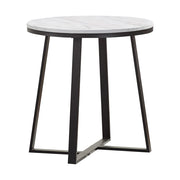 Hugo Metal Base Round End Table White and Matte Black - Sims Furniture