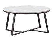 Hugo Round Coffee Table White and Matte Black - Sims Furniture