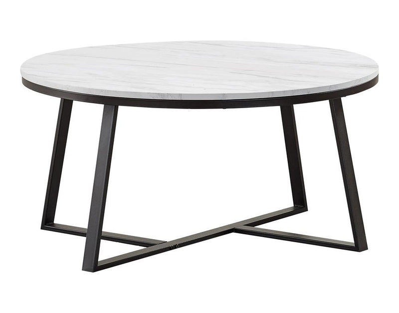 Hugo Round Coffee Table White and Matte Black - Sims Furniture