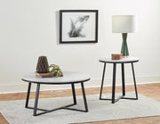 Hugo Metal Base Round End Table White and Matte Black - Sims Furniture