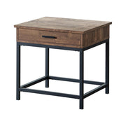 Byers Square 1-drawer End Table Brown Oak and Sandy Black - Sims Furniture