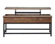Byers Black Coffee Table with Hidden Storage Brown Oak and Sandy Black - Sims Furniture