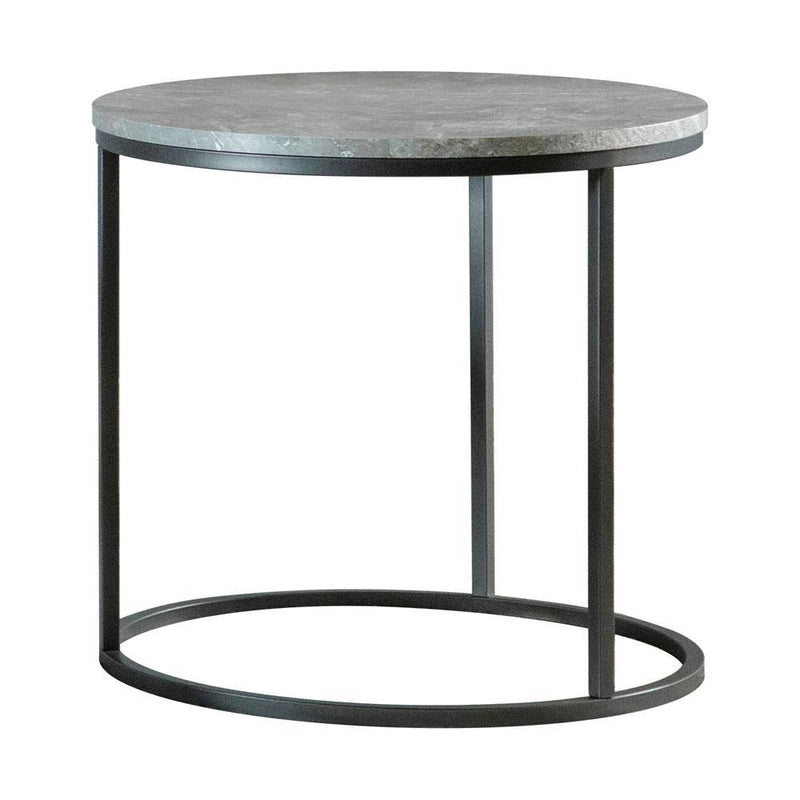 Lainey Faux Marble Round Top End Table Grey and Gunmetal - Sims Furniture