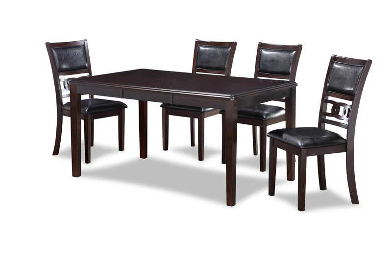 Gia 5 Pc 60" Dining Table & 4 Chairs-Ebony