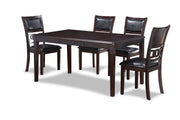 Gia 5 Pc 60" Dining Table & 4 Chairs-Ebony