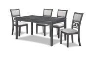 Gia 5 Pc 60" Dining Table & 4 Chairs-Gray