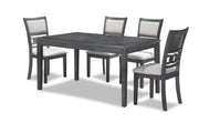 Gia 5 Pc 60" Dining Table & 4 Chairs-Gray