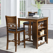 Gia 3 Pc 30" Storage Counter Table & 2 Chairs-Brown