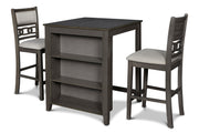 Gia 3 Pc 30" Storage Counter Table & 2 Chairs-Gray