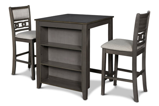 Gia 3 Pc 30" Storage Counter Table & 2 Chairs-Gray