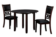Gia 3 Pc 42" Drop Leaf Dining Table & 2 Chairs-Ebony