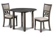 Gia 3 Pc 42" Drop Leaf Dining Table & 2 Chairs-Gray