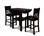 Gia 3 Pc 42" Counter Drop Leaf Table & 2 Chairs-Ebony