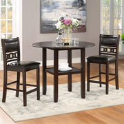 Gia 3 Pc 42" Counter Drop Leaf Table & 2 Chairs-Ebony