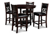 Gia 5 Pc 42" Round Counter Dining Table & 4 Chairs-Ebony
