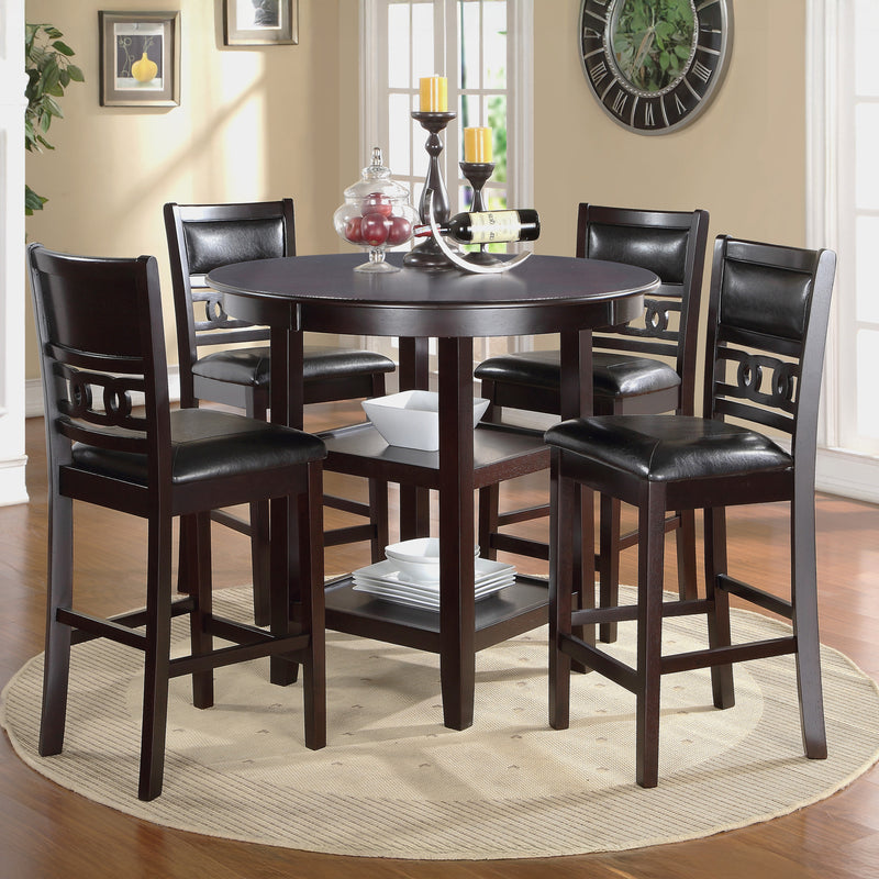 Gia 5 Pc 42" Round Counter Dining Table & 4 Chairs-Ebony