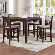 Gia 5 Pc 42" Square Counter Table & 4 Chairs-Cherry