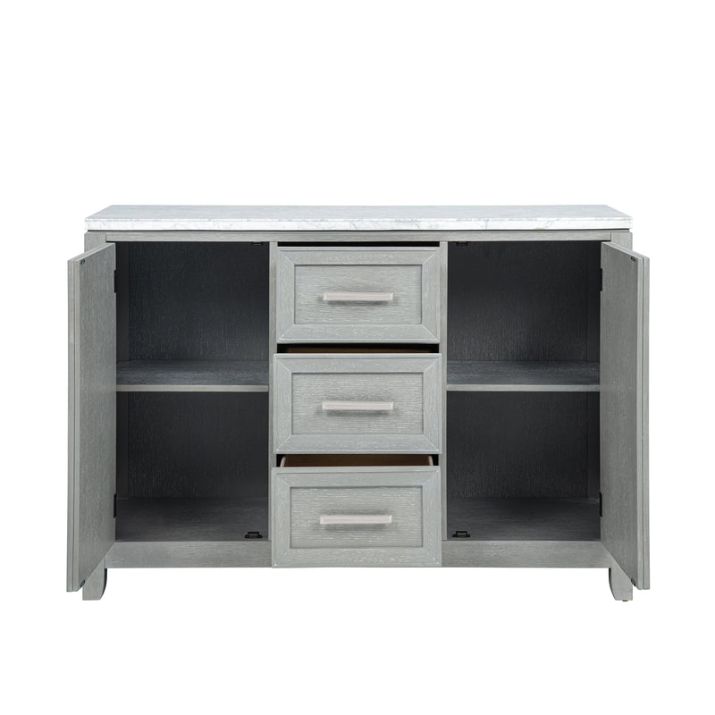 Fiona Marble Top Dining Buffet/Server-Mist Gray