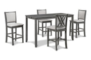 Amy 5 Pc 60" Counter Storage Table+Chairs-Gray