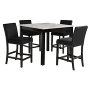 Celeste 5Pc 42" Marble Finish Counter Table & 4 Chairs-Black
