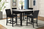 Celeste 5Pc 42" Marble Finish Counter Table & 4 Chairs-Black