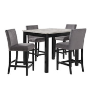 Celeste 5Pc 42" Marble Finish Counter Table & 4 Chairs-Gray