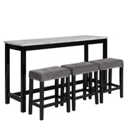 Celeste Theater Bar Table W/ 3 Stools-Gray