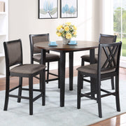 Potomac 42" Round Counter Table & 4 Chairs -Brown/Black