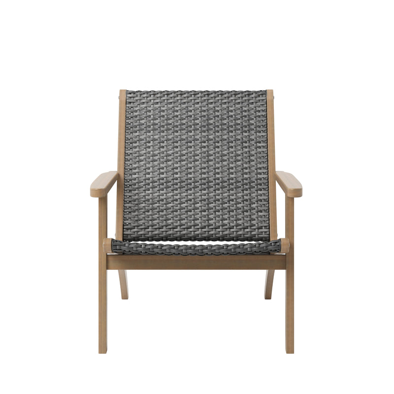 Radius Patio Wood And Gray Wicker Side Chair (2 Per Carton)