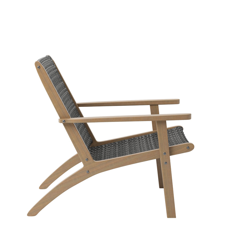 Radius Patio Wood And Gray Wicker Side Chair (2 Per Carton)