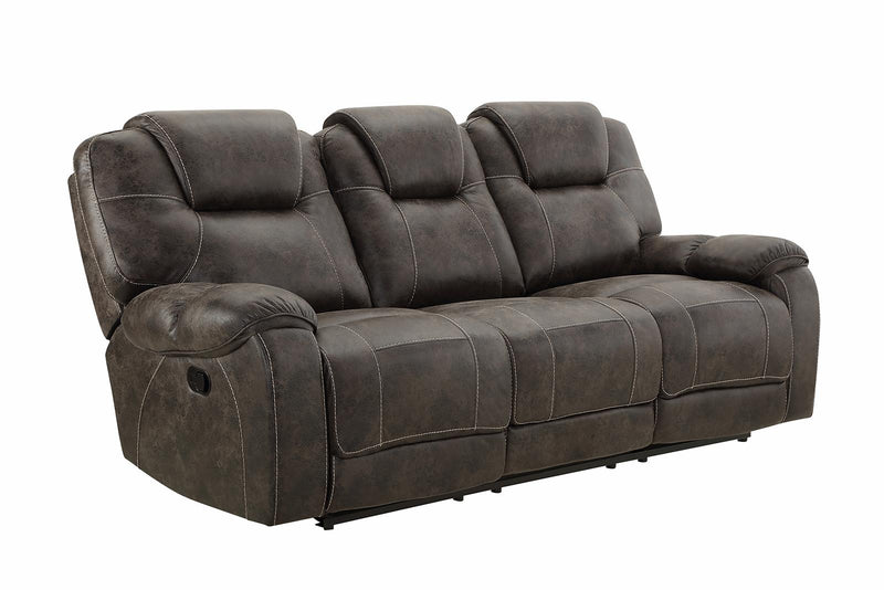 New Classic Furniture Anton Dual Recliner Sofa with Power Footrest in Chocolate