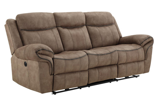 New Classic Furniture Harley Sofa with Dual Recliner in Light Brown - Sims Furniture