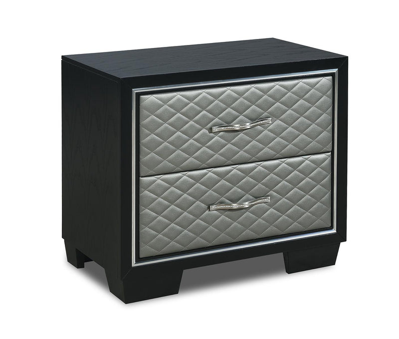 New Classic Furniture Luxor 2 Drawer Nightstand in Black/Silver
