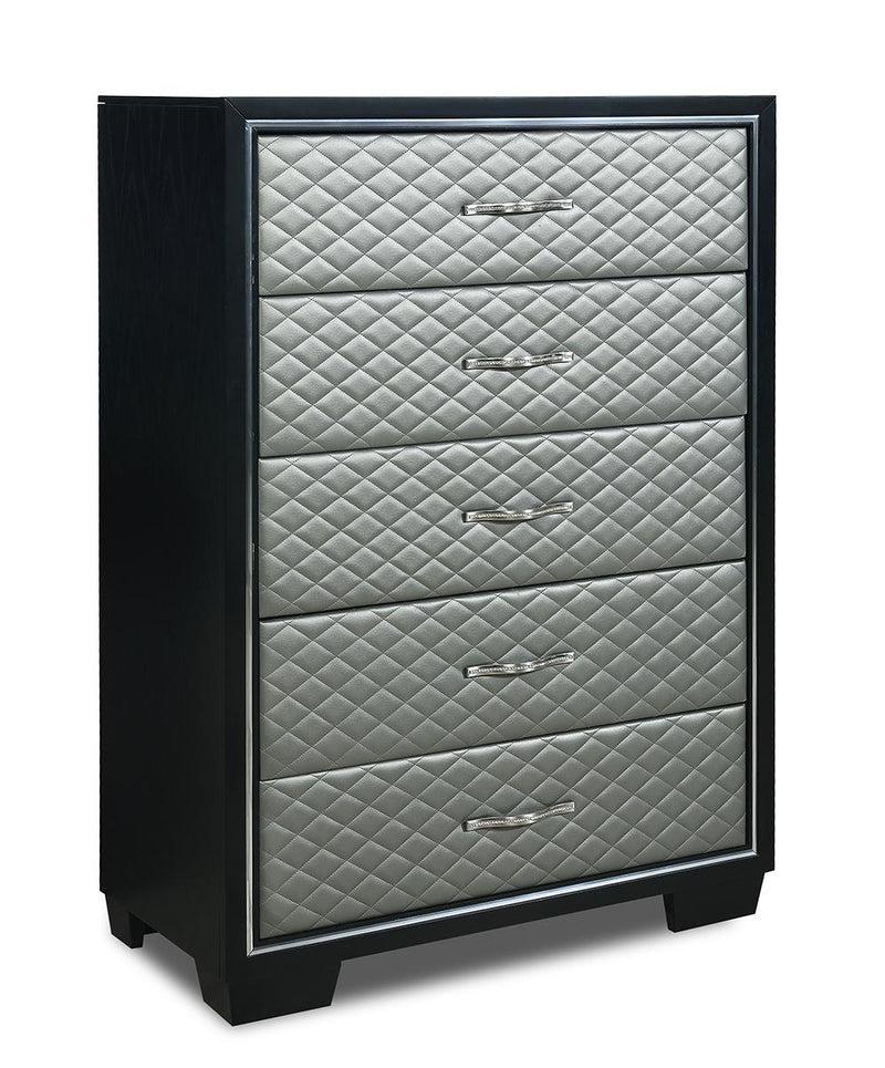 New Classic Furniture Luxor 5 Drawer Chest in Black/Silver