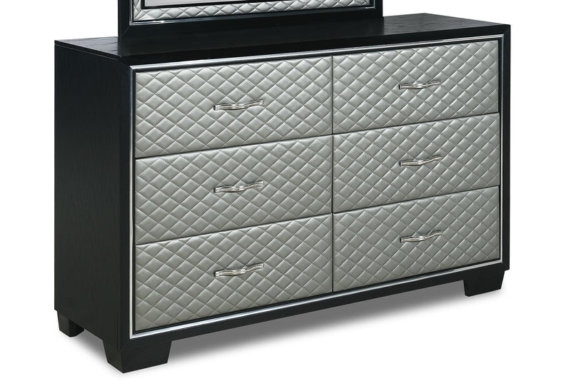 New Classic Furniture Luxor 6 Drawer Dresser in Black/Silver