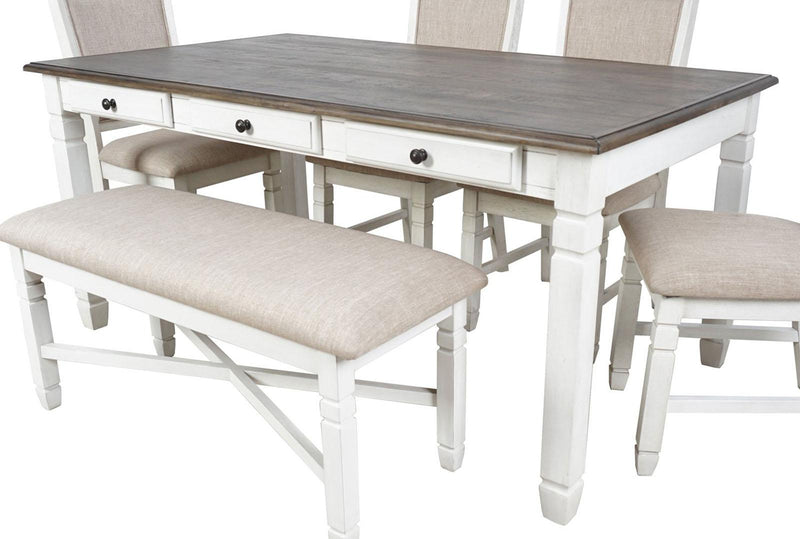 New Classic Furniture Prairie Point 6 Drawer Rectangular Dining Table in White
