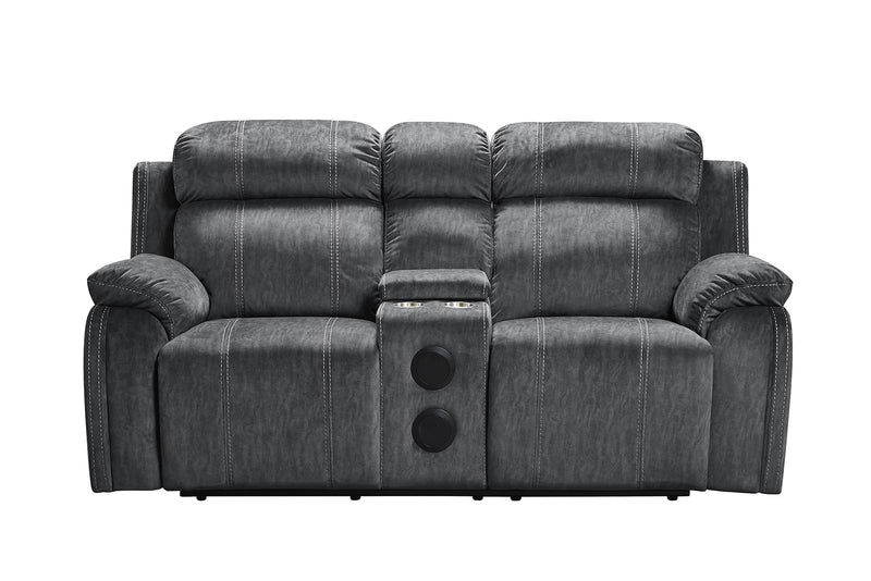 New Classic Furniture Tango Console Loveseat with Speaker in Shadow