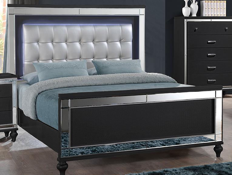 New Classic Furniture Valentino Twin Lighted Panel Bed in Black